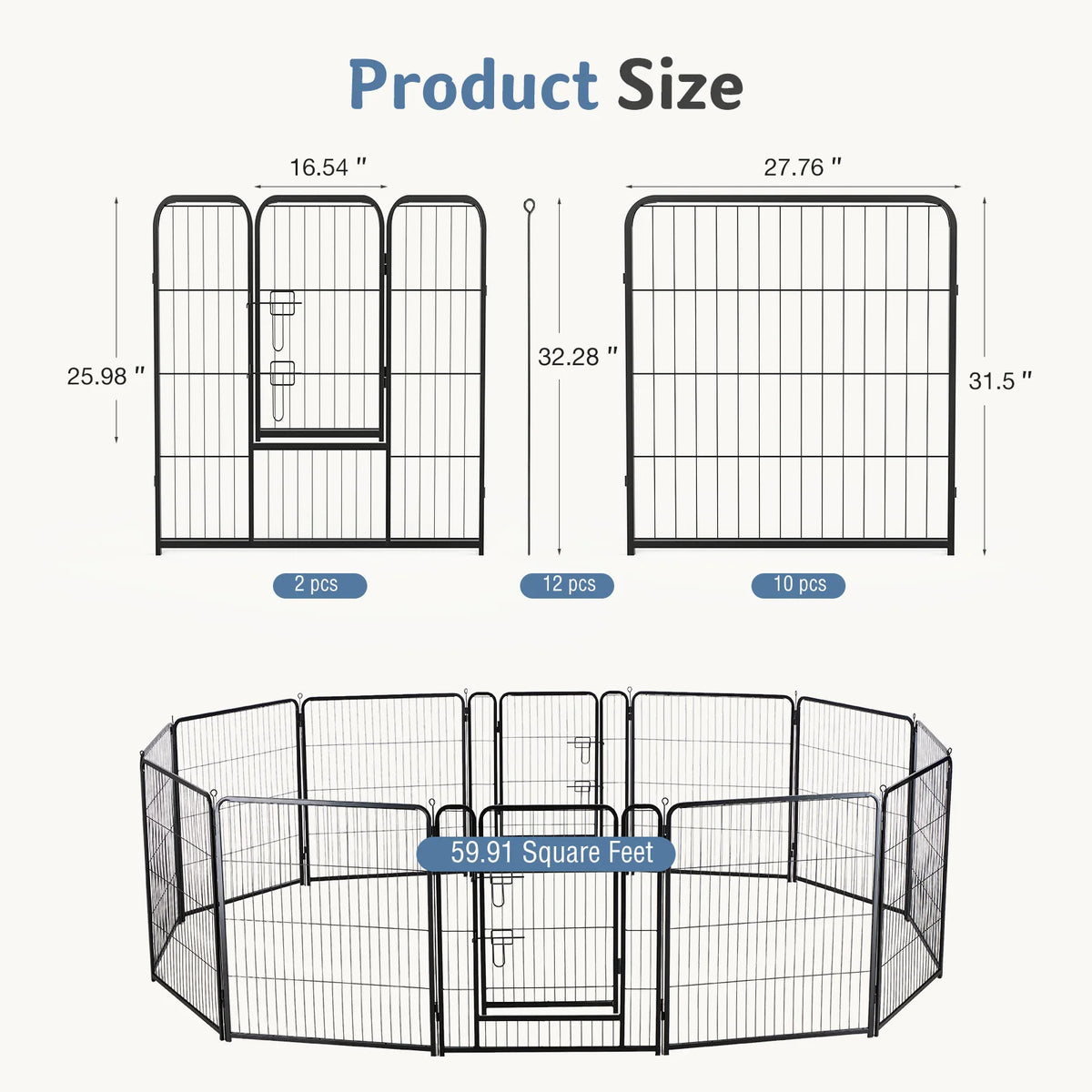 JHK Metal Foldable Dog Playpen for Indoor and Outdoor Exercise