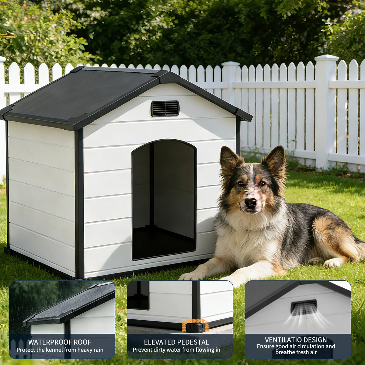 Waterproof Plastic Dog House With Removable Roof And Ventilated Floor