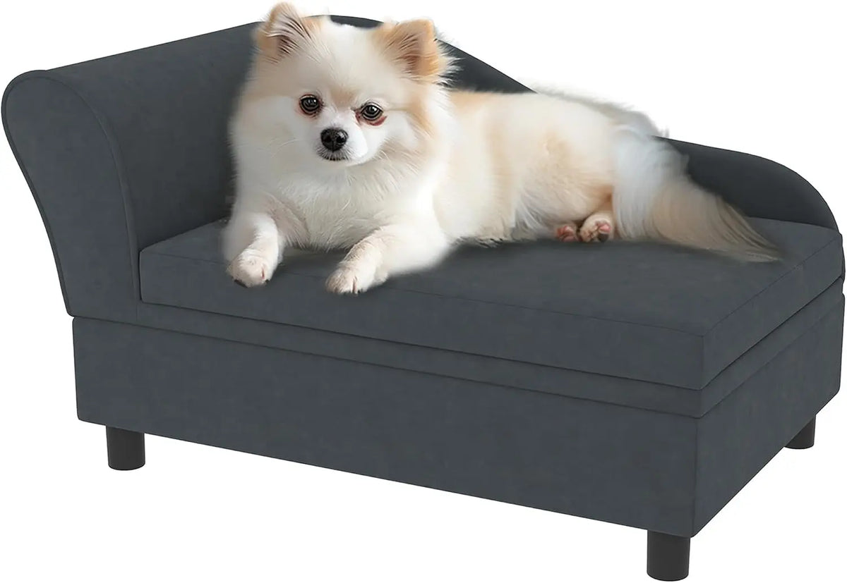 PawHut Luxury Dog Sofa Bed With Hidden Storage And Soft Foam