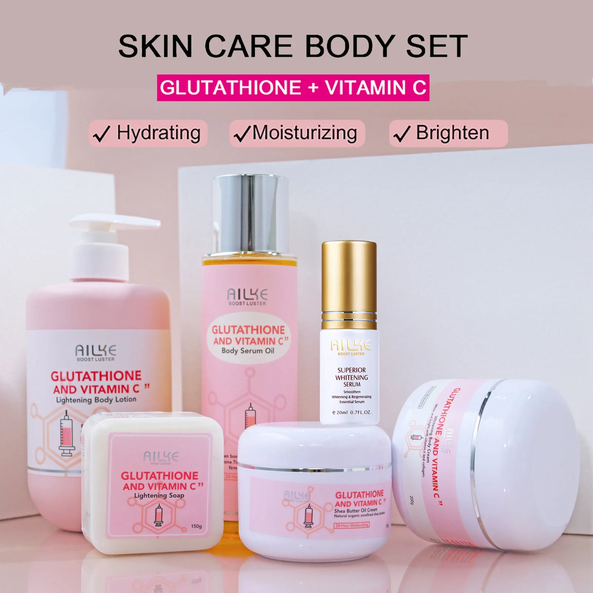 AILKE Vitamin C Glutathione Brightening Skin Care Set for Radiant Skin