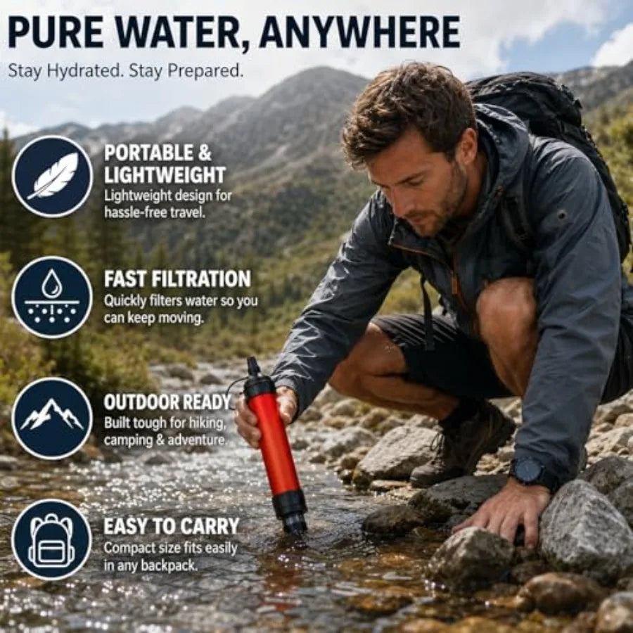 Portable Water Filter Straw For Camping Hiking Travel And Biking