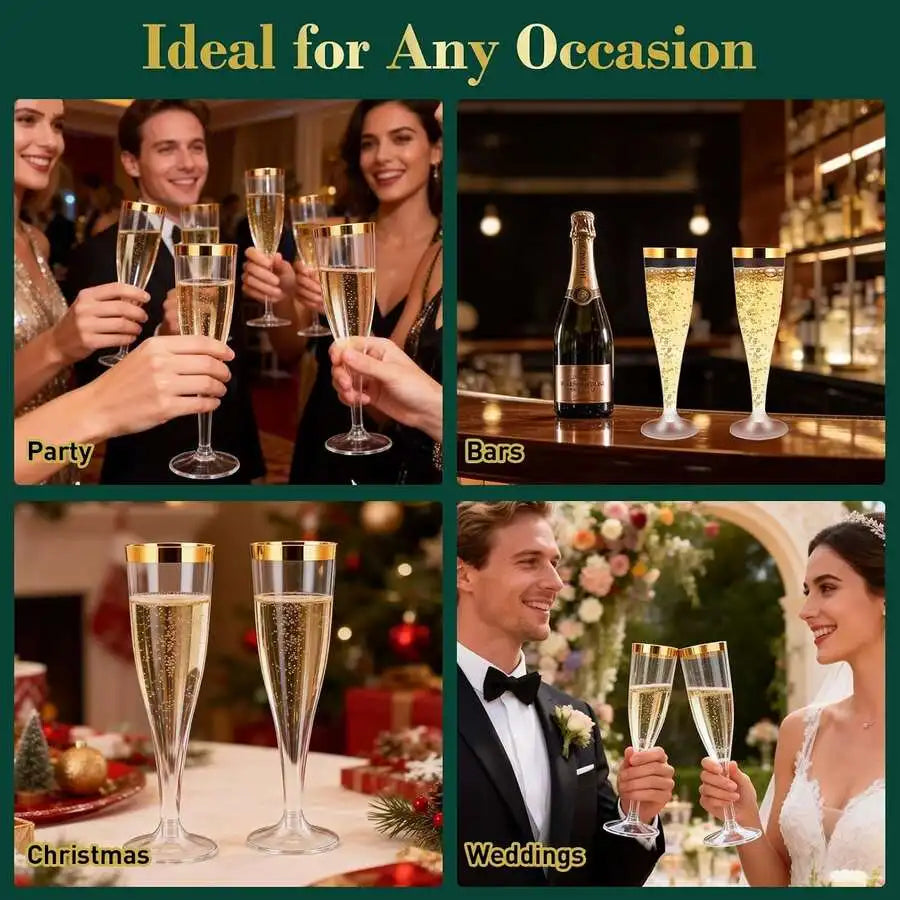 Plastic Disposable Champagne Flutes for Weddings and Celebrations
