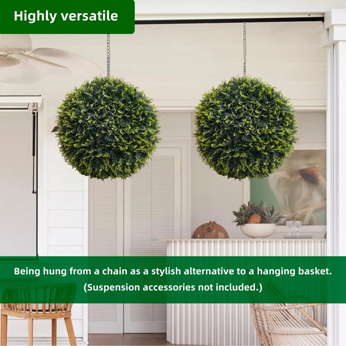 Studyset Artificial Cedar Topiary Balls Set of Two for Outdoor Decor