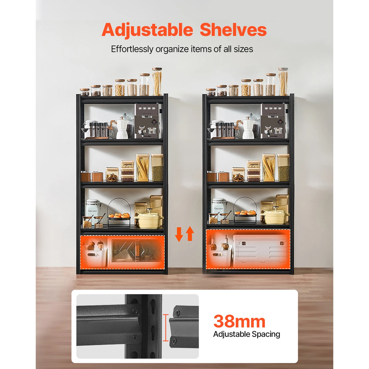 SucceBuy Adjustable Metal Utility Storage Shelving Rack