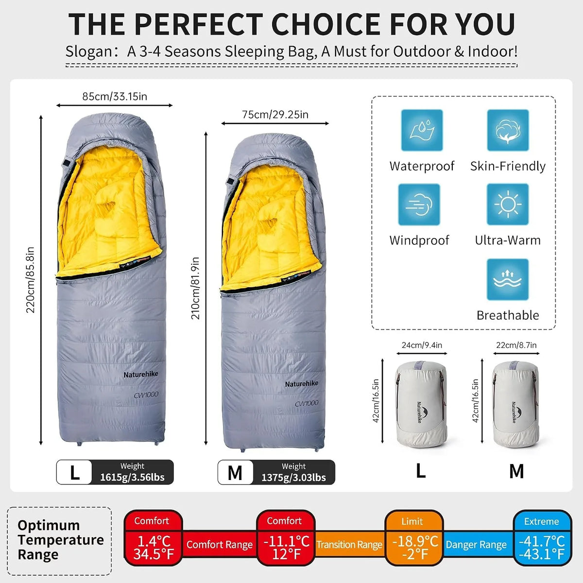 Naturehike Ultralight Duck Down Four Season Sleeping Bag for Camping