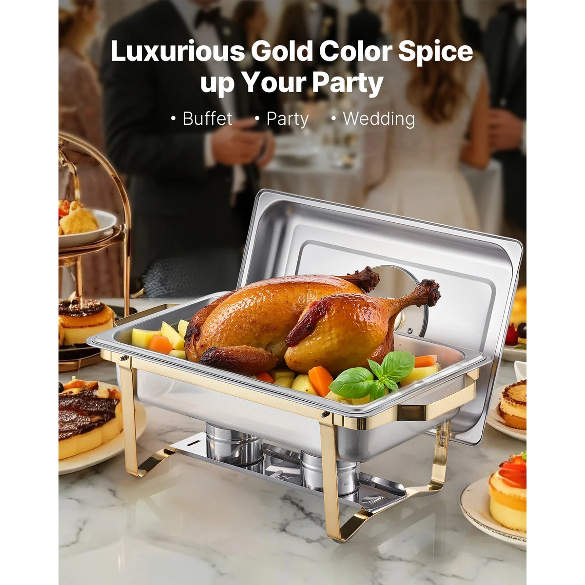 SucceBuy Stainless Steel Chafing Dish Buffet Set With Serving Pans