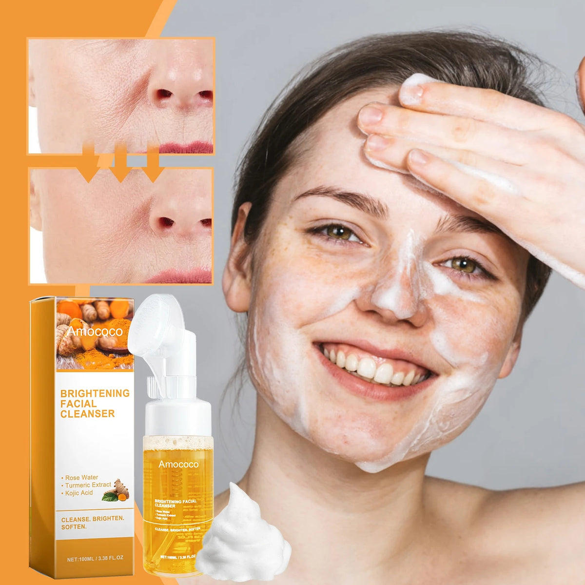AMOCOCO Facial Cleanser Set With Compressed Towels