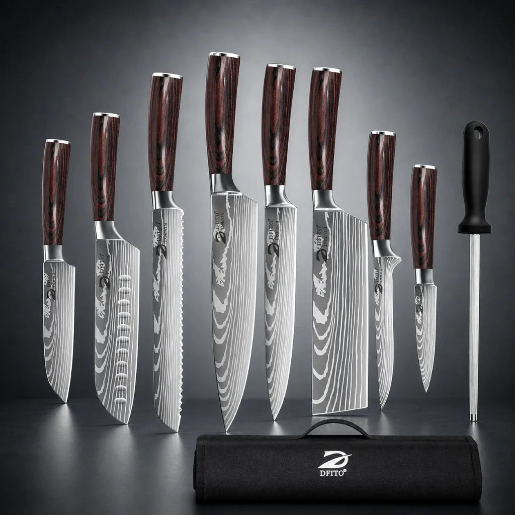 MDHAND Damascus Stainless Steel Kitchen Knife Set With Carrying Bag