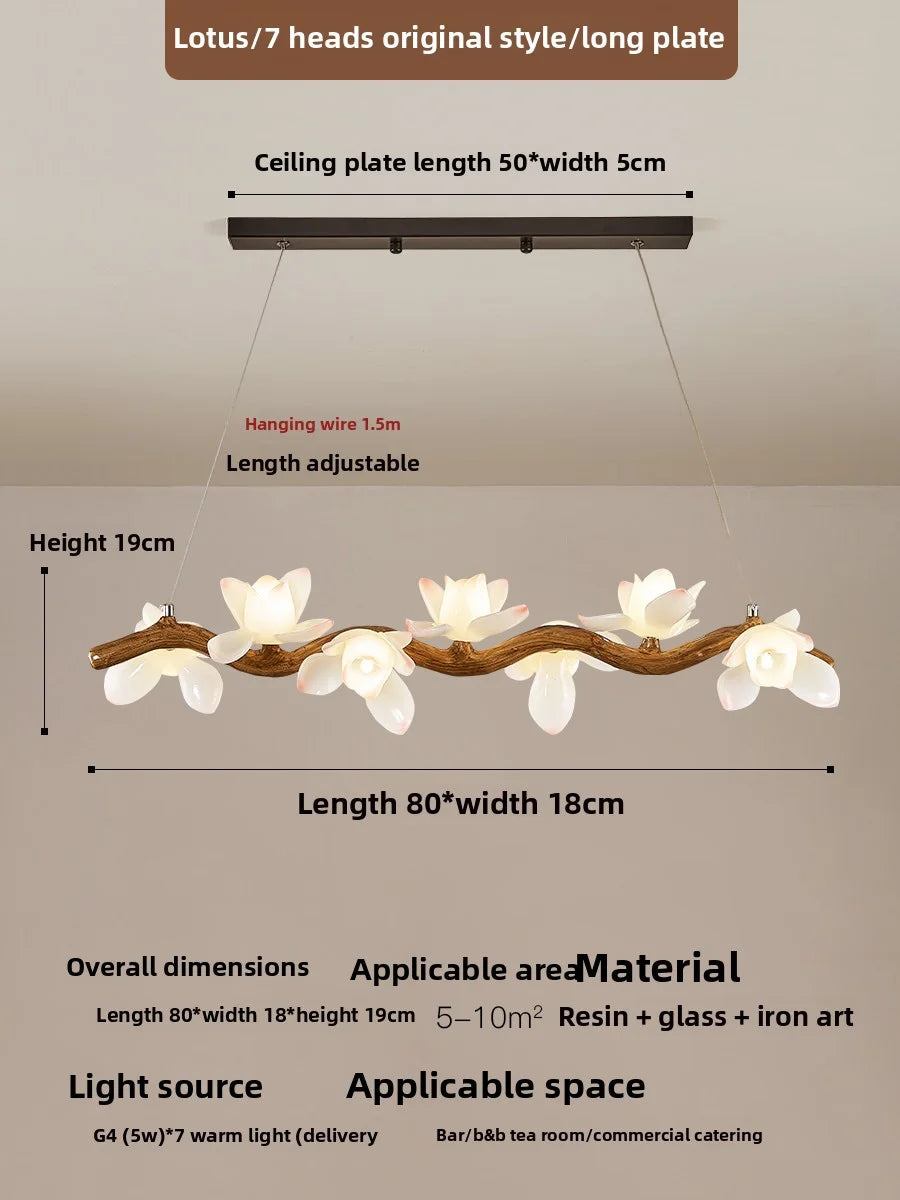 Branching Lotus Flower Pendant Lamp for Zen Style Dining Rooms