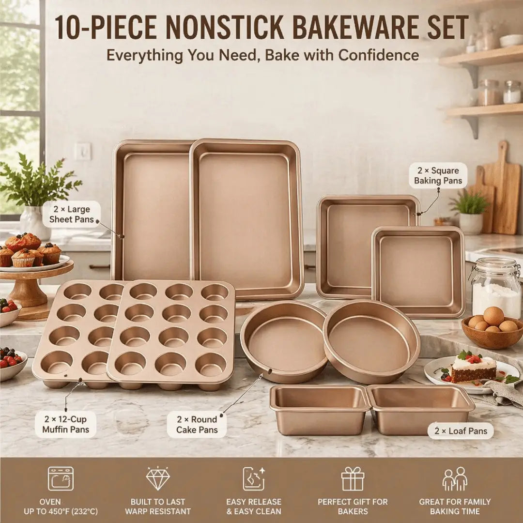 Versatile Nonstick Carbon Steel Baking Pan Set With Cake Pans
