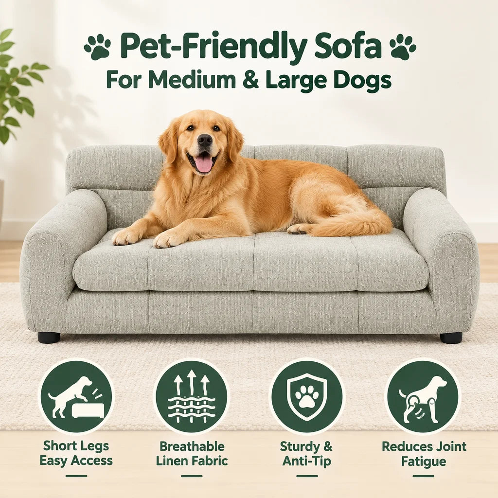 Breathable Pet Sofa Bed With Supportive Backrest And Armrests