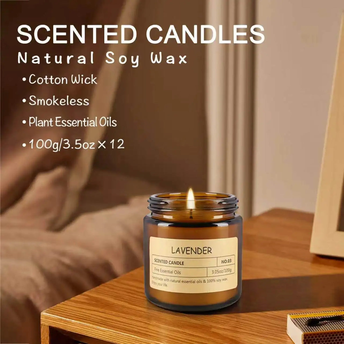 Fclayvts Soy Wax Scented Candle Gift Set With Essential Oils