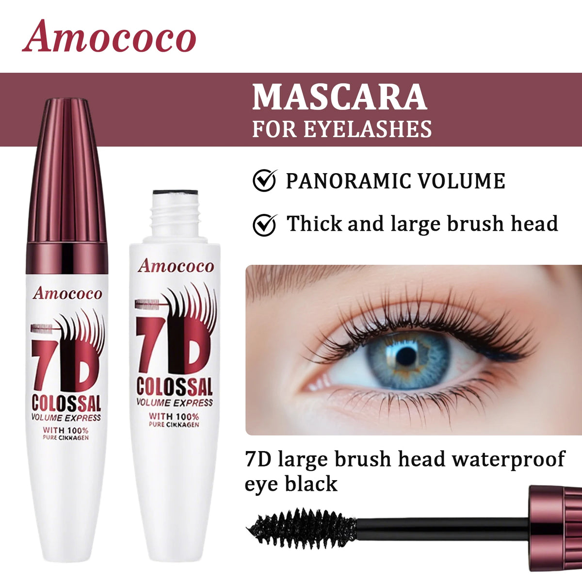 AMOCOCO 7D Volumizing Mascara For Longer Fuller Lashes