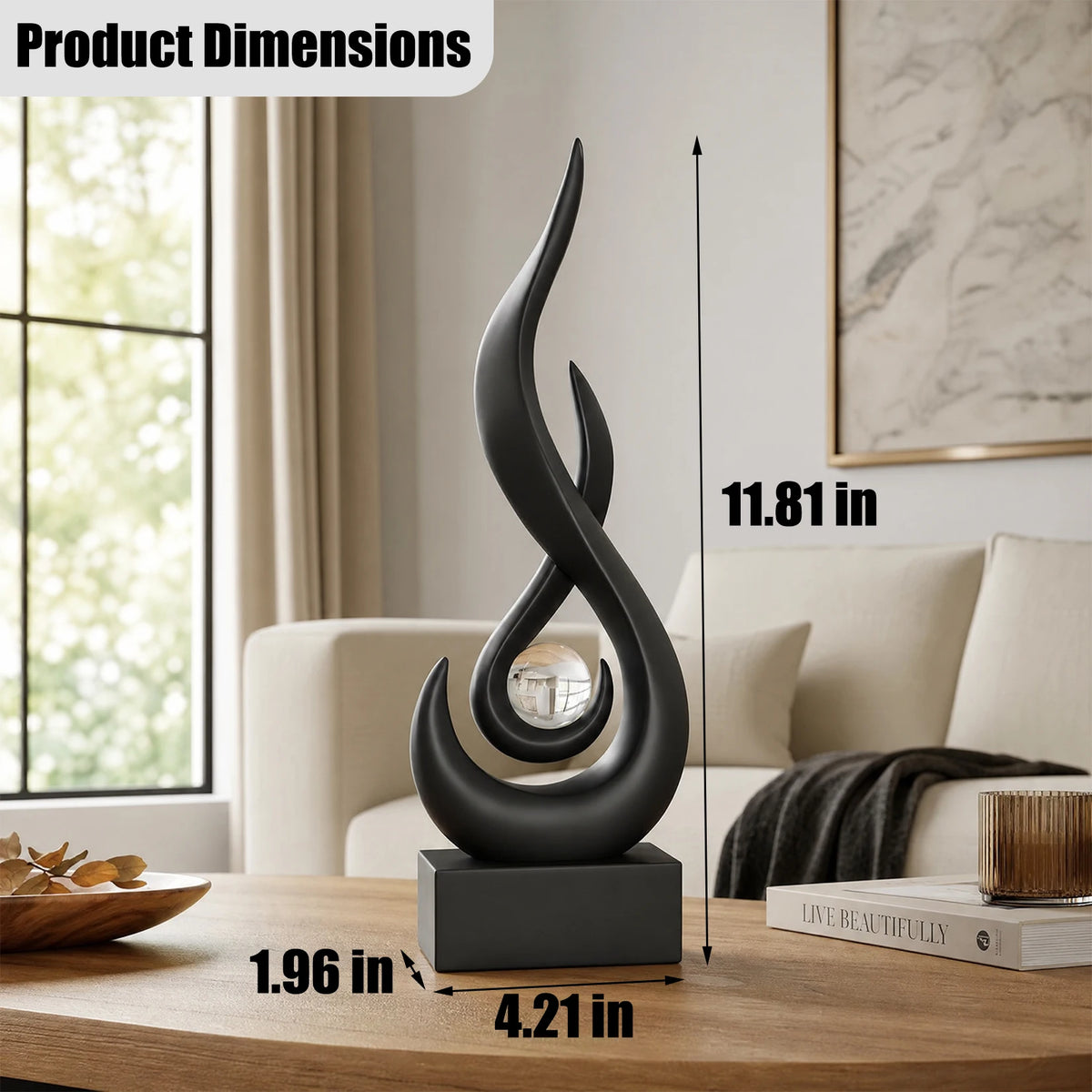 Modern Abstract Resin Flame Sculpture Statue For Contemporary Home Decor