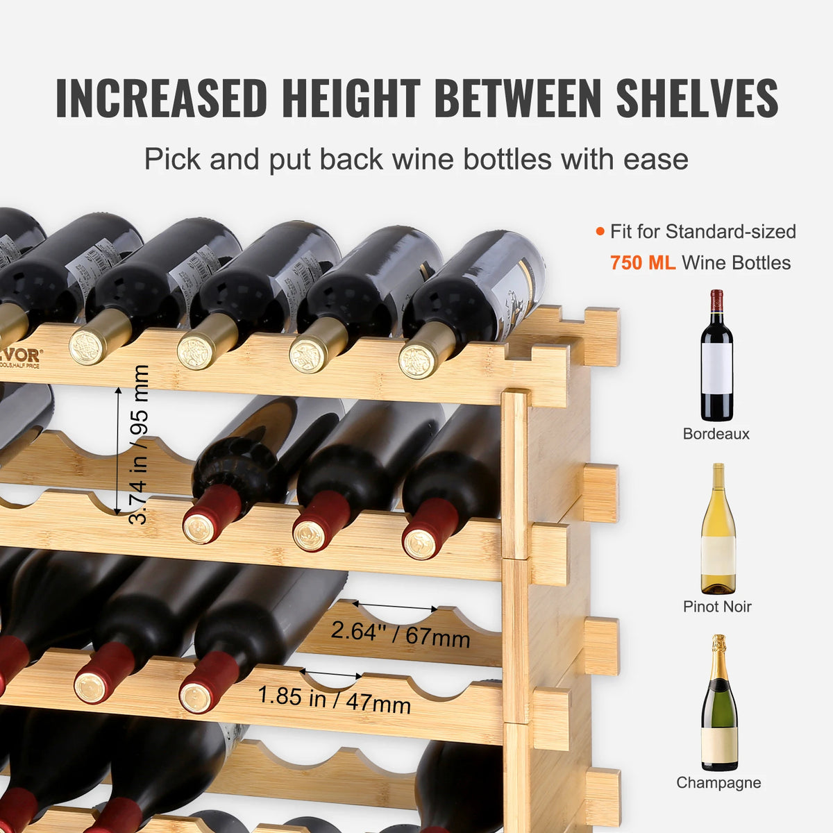 SucceBuy Stackable Bamboo Wine Rack For Stylish Bottle Storage