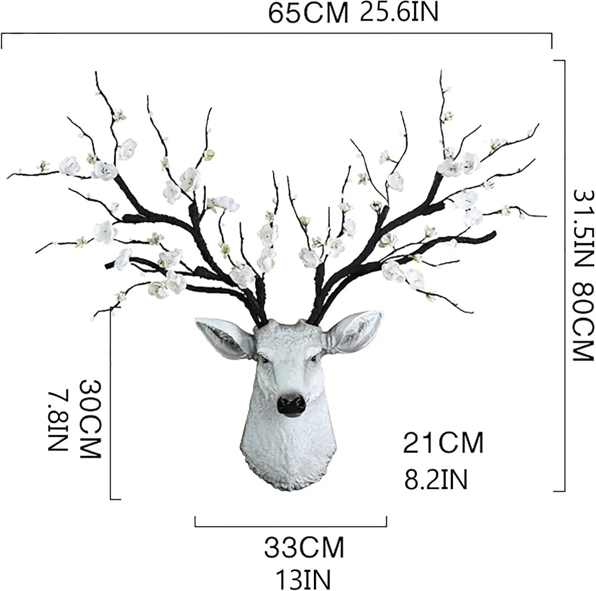 Faux Taxidermy Deer Head Wall Decor Rustic Resin Antler Sculpture