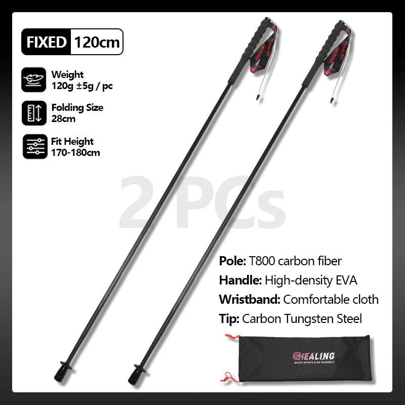 OKHEALING Ultralight Carbon Fiber Foldable Trekking Poles for Hiking