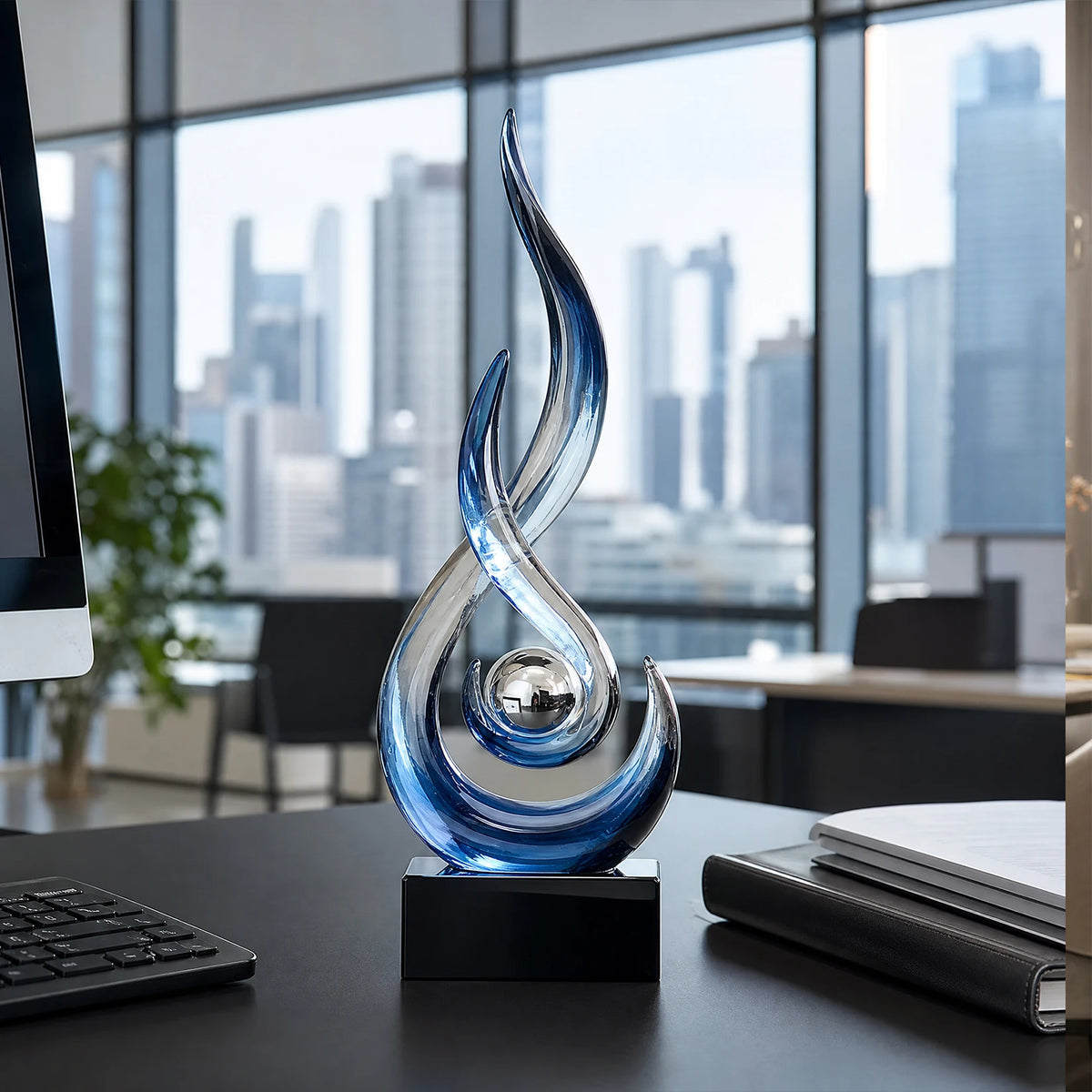 Modern Abstract Resin Flame Sculpture Statue For Contemporary Home Decor