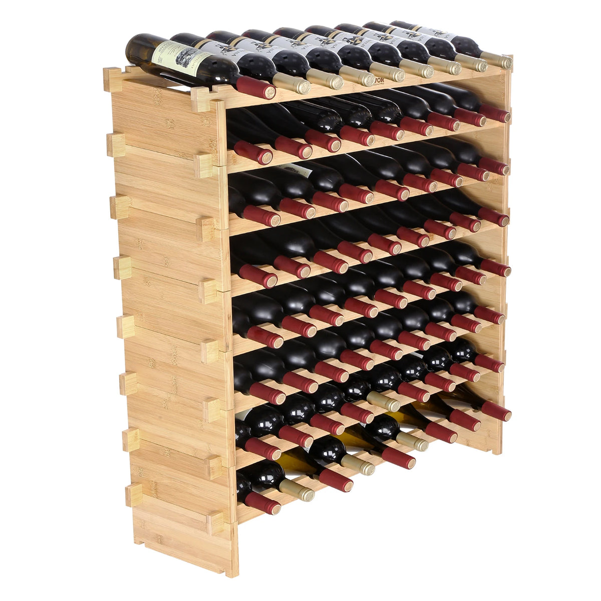 SucceBuy Stackable Bamboo Wine Rack For Stylish Bottle Storage
