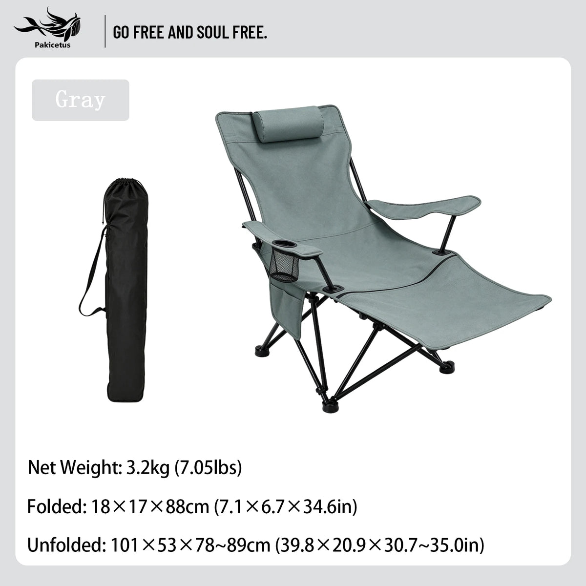 PAKICETUS Adjustable Reclining Lounge Chair With Pillow And Cup Holder