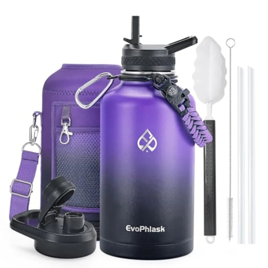 Vacuum Insulated Stainless Steel Water Bottle With Strap For Travel