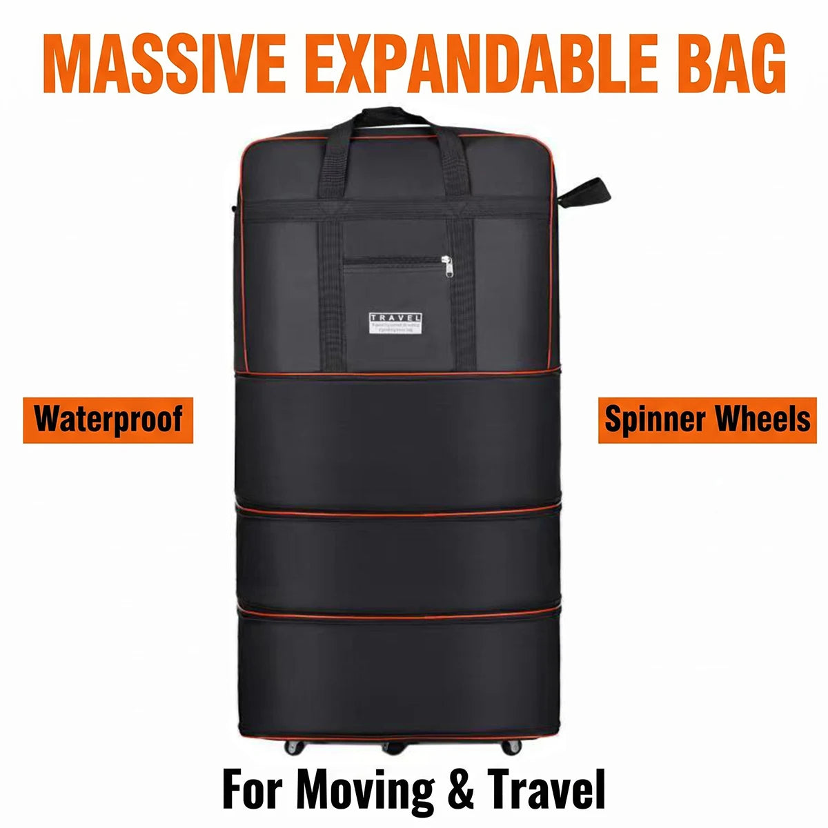 Expandable Foldable Rolling Travel Duffel Bag With Waterproof Oxford Fabric