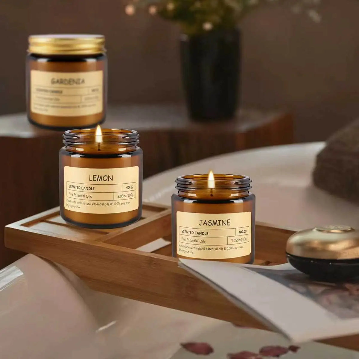 Fclayvts Soy Wax Scented Candle Gift Set With Essential Oils