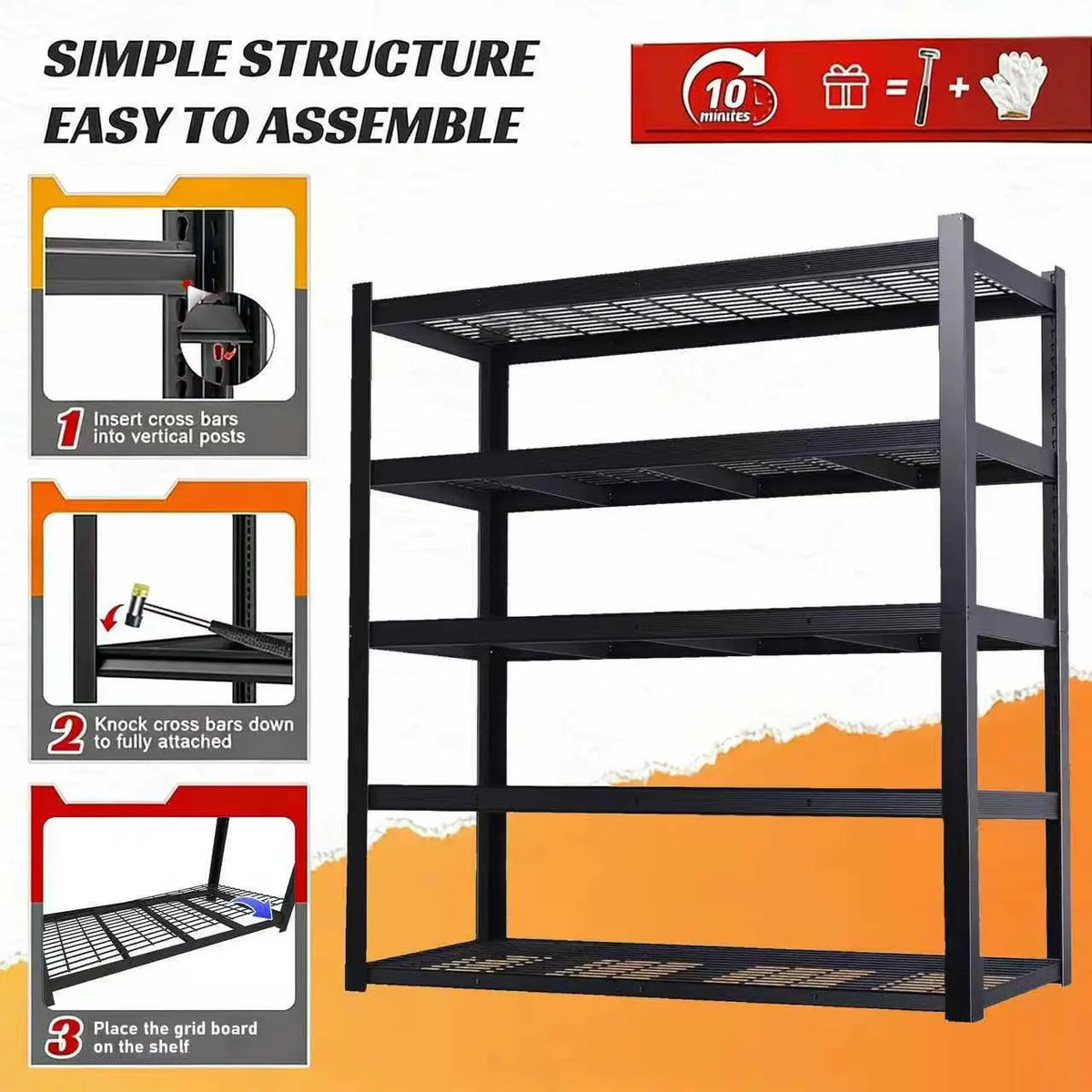 SARENZOON Adjustable Double Layer Metal Utility Shelving Rack
