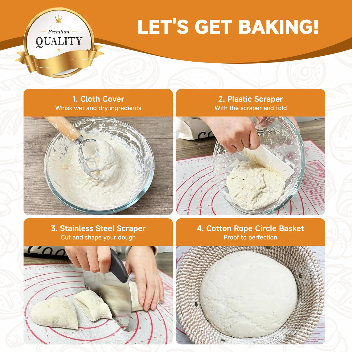 Sourdough Bread Proofing Basket Set With Complete Baking Tools