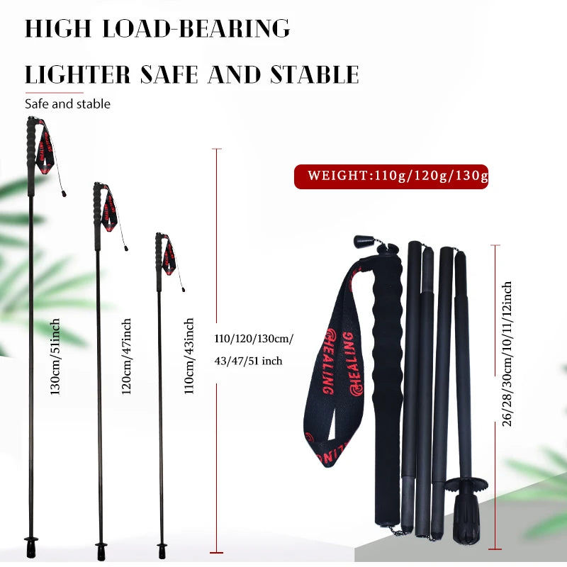 OKHEALING Ultralight Carbon Fiber Foldable Trekking Poles for Hiking