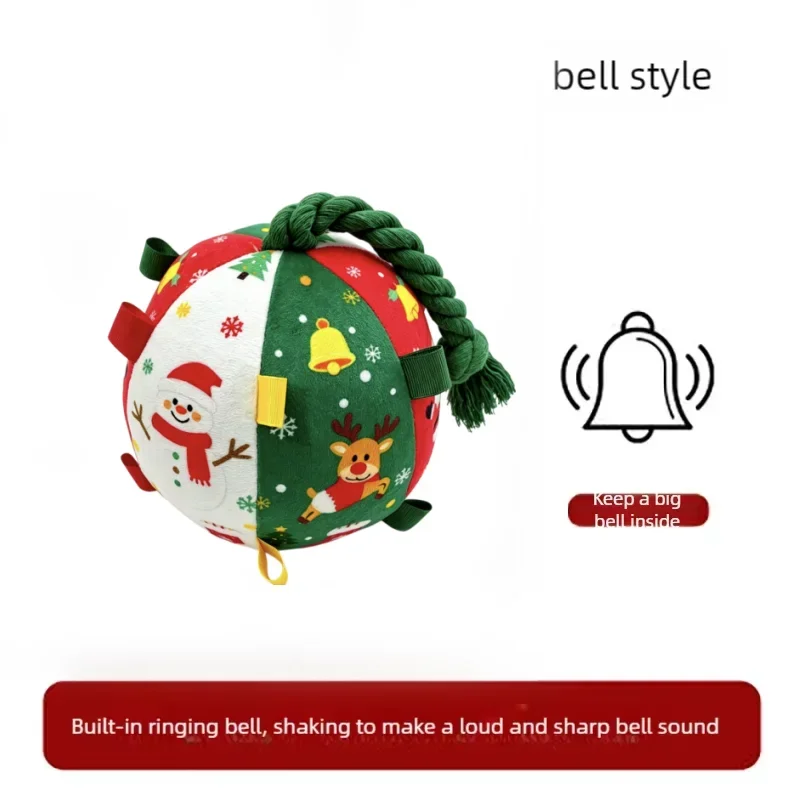 Christmas Interactive Dog Ball Toy With Bells For Fetch Training