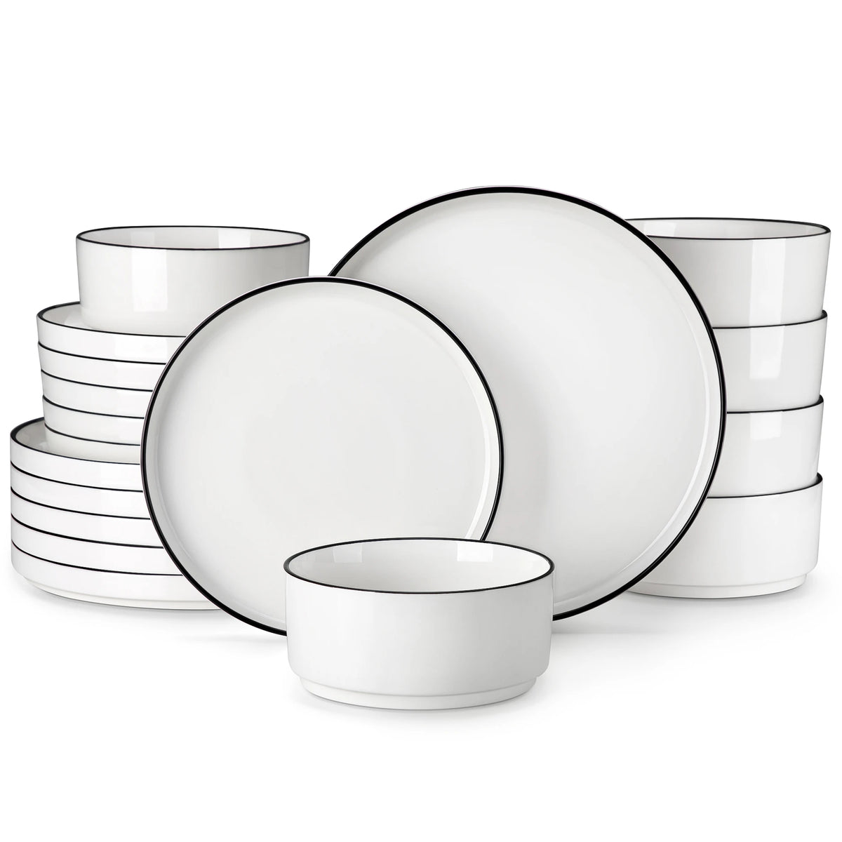 MALACASA Ceramic Dinnerware Set With Plates, Bowls And Soup Dishes