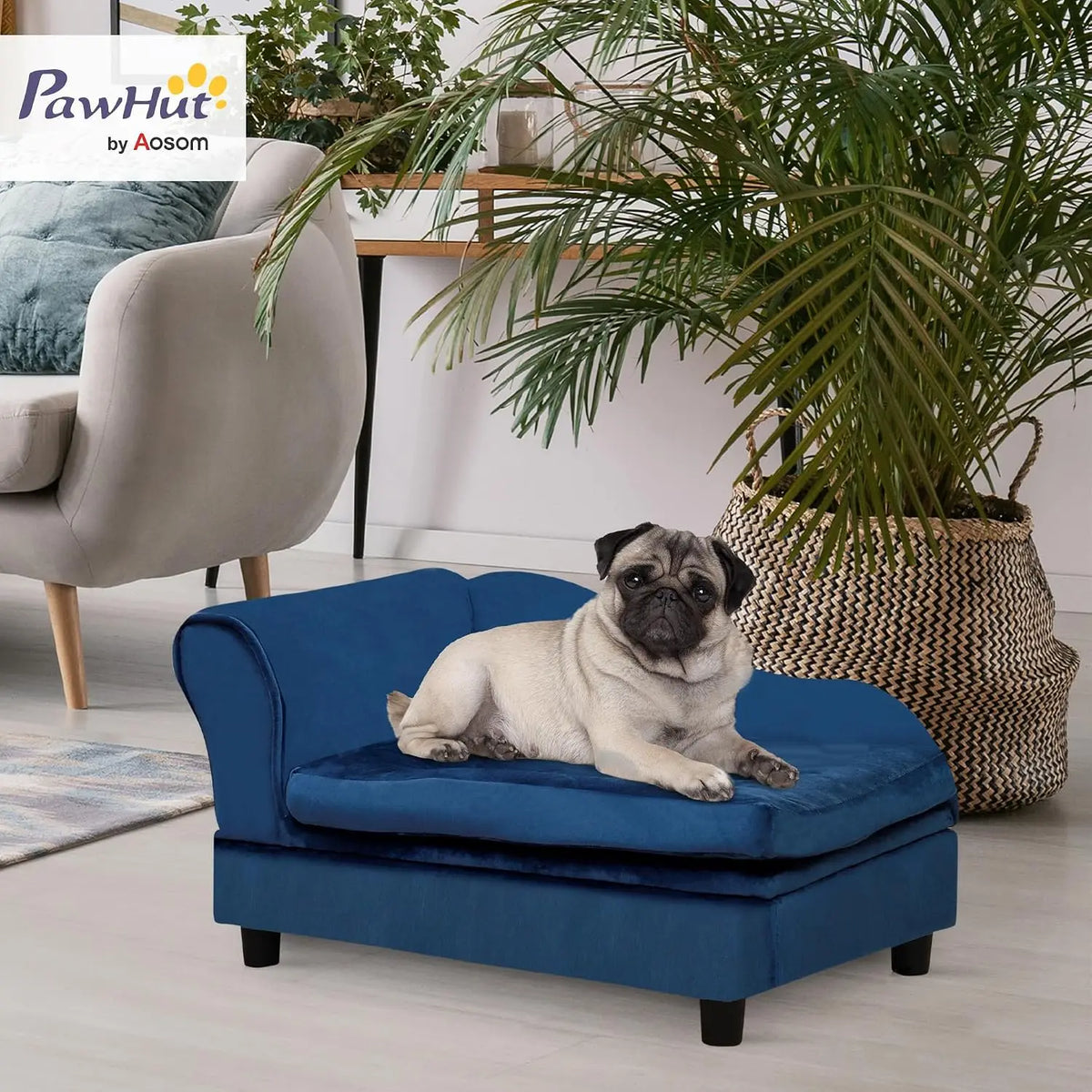 PawHut Luxury Dog Sofa Bed With Hidden Storage And Soft Foam