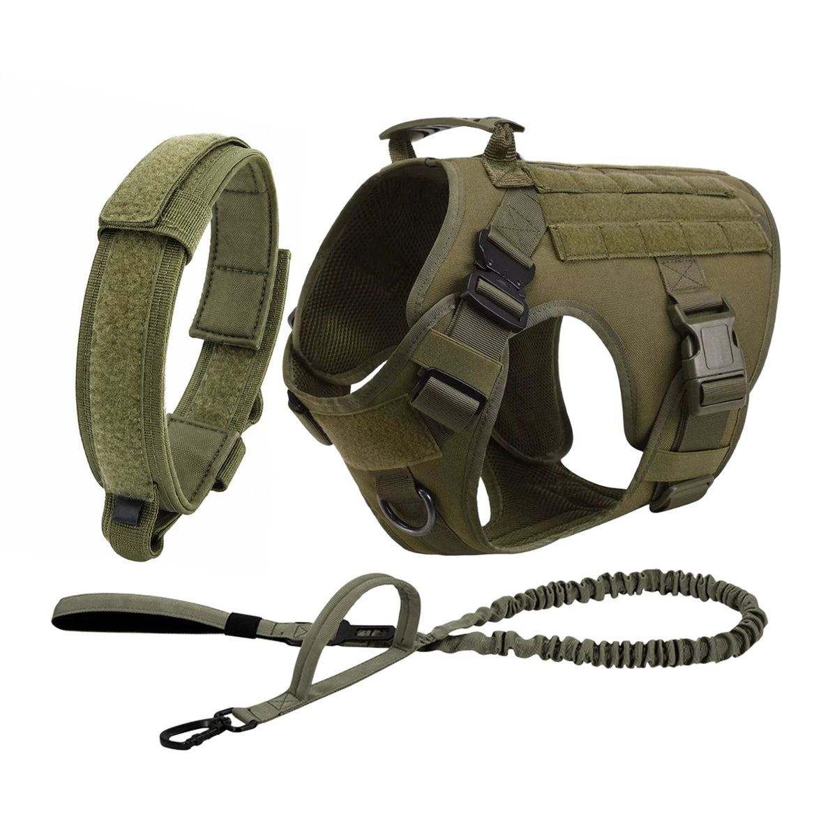 PETRAVEL Tactical Dog Harness With Leash And MOLLE Pouches