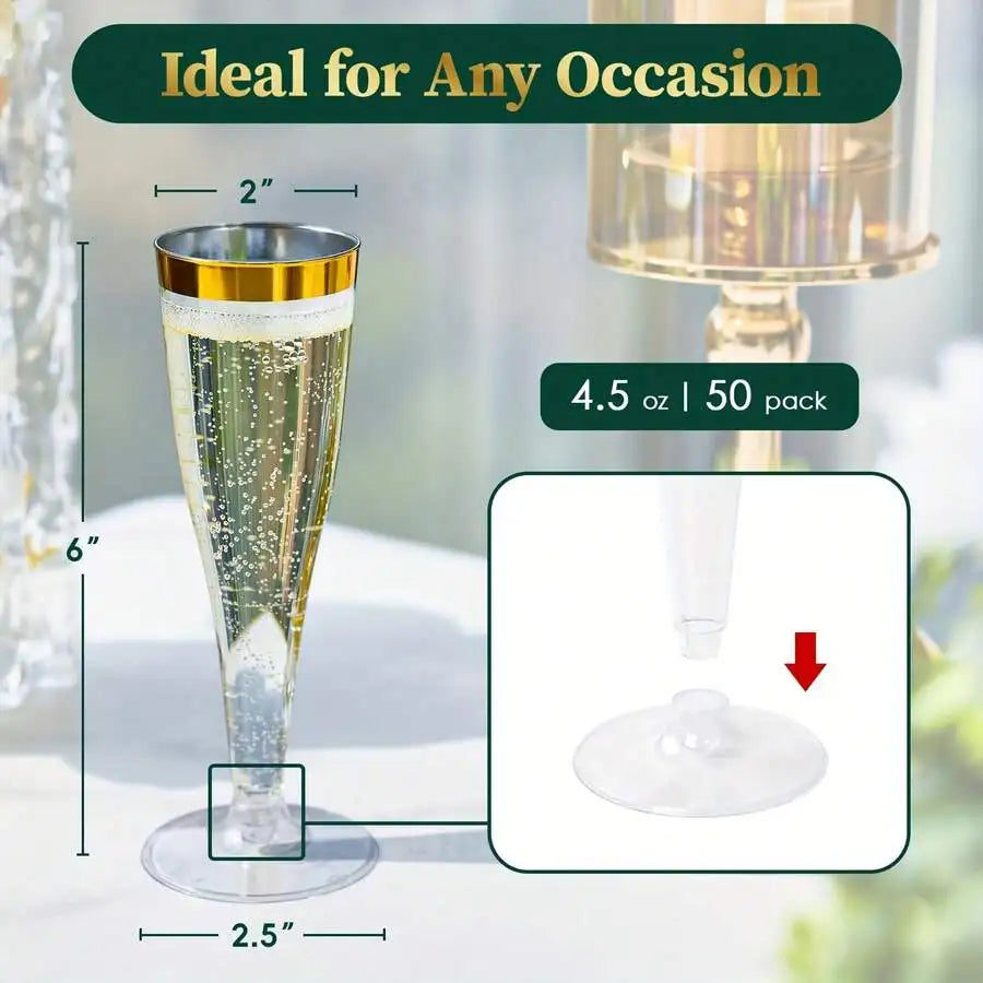 Plastic Disposable Champagne Flutes for Weddings and Celebrations
