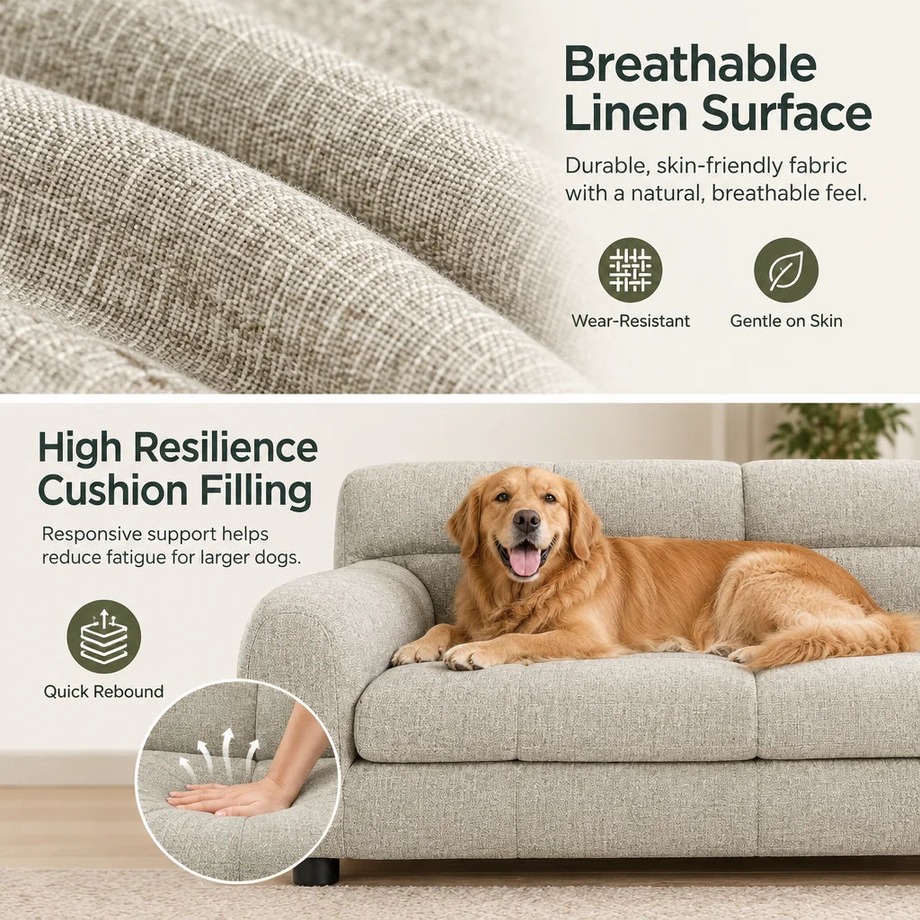 Breathable Pet Sofa Bed With Supportive Backrest And Armrests