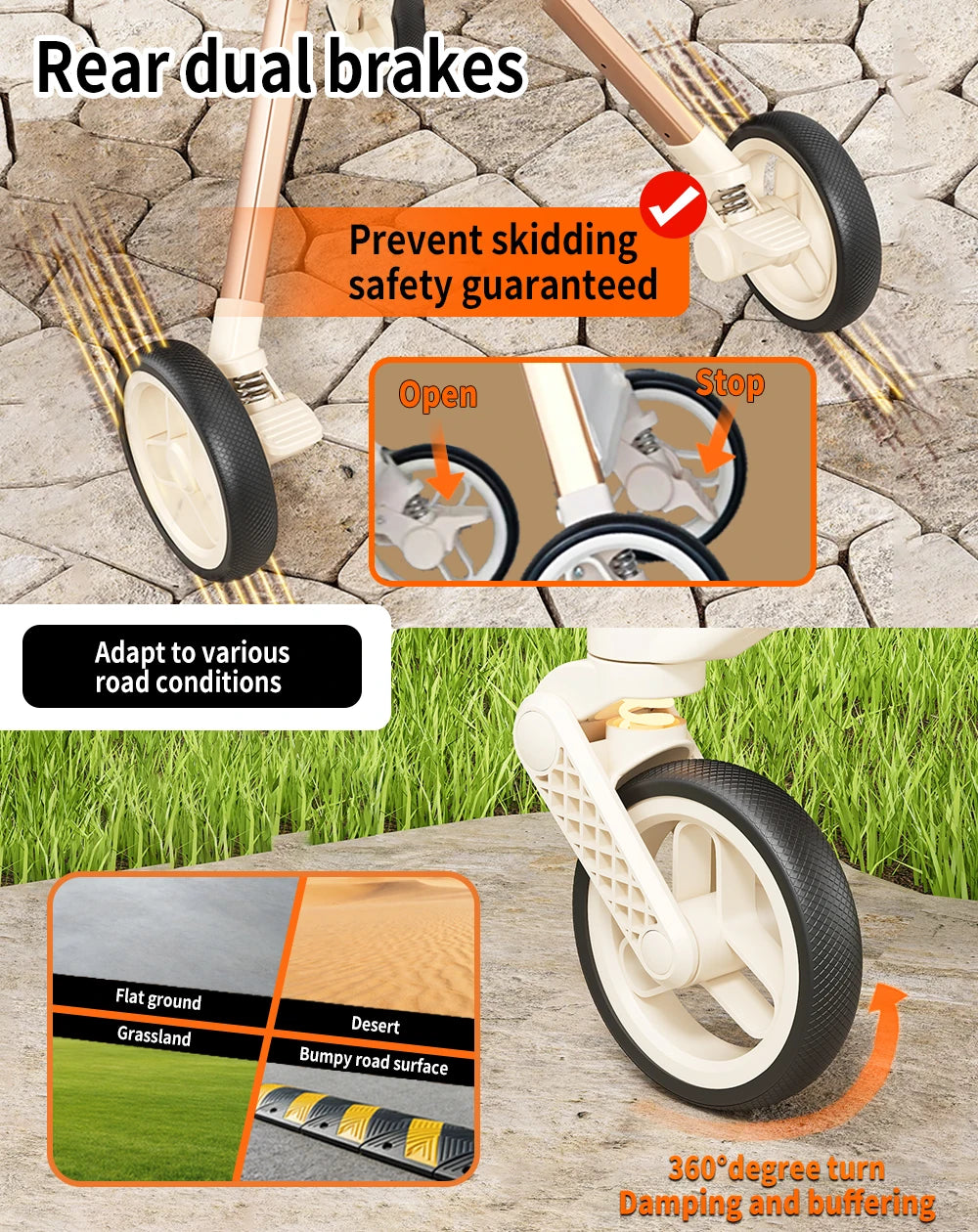 Luxury Pet Stroller for Dogs and Cats With Safety Leashes