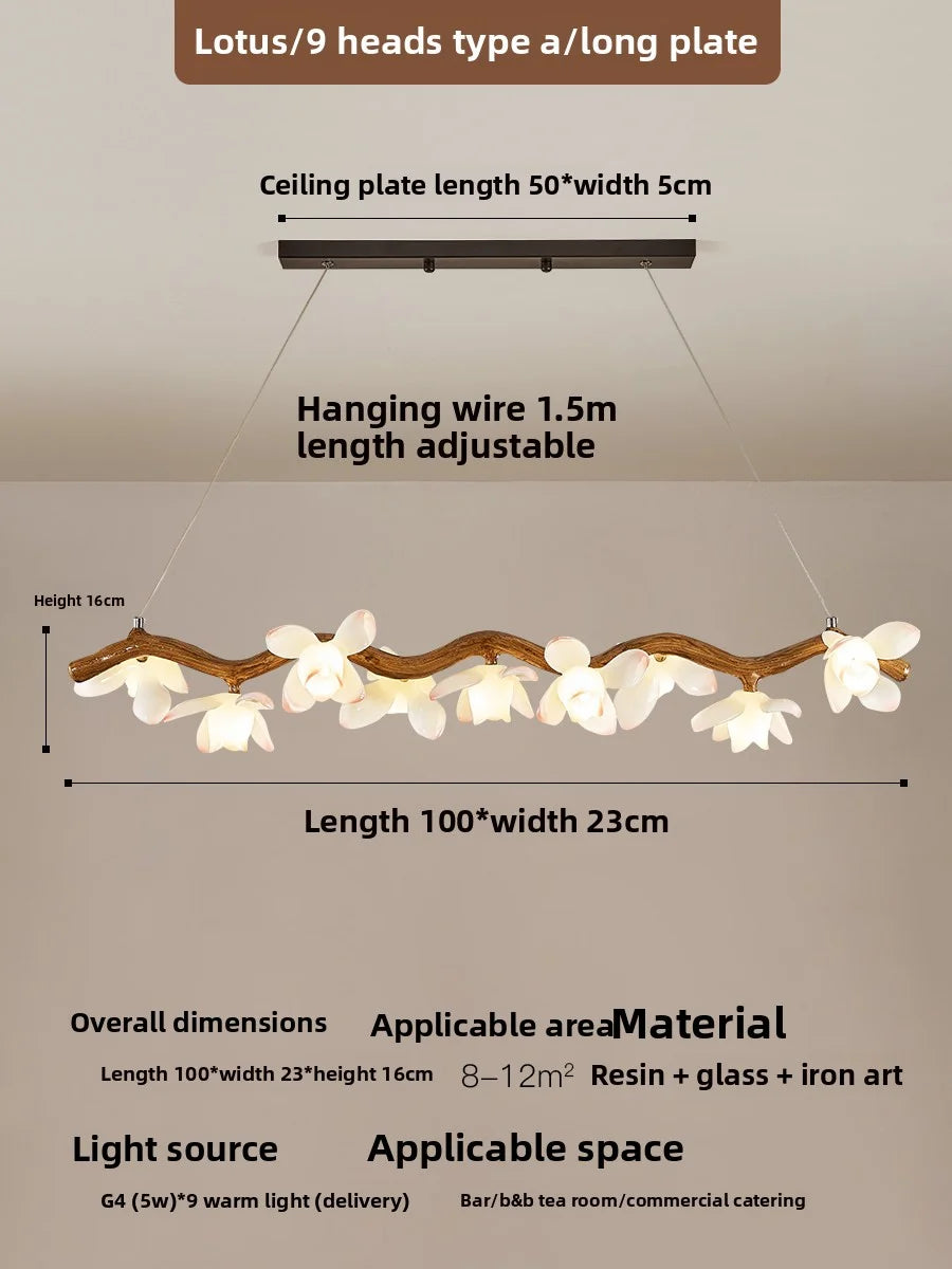 Branching Lotus Flower Pendant Lamp for Zen Style Dining Rooms