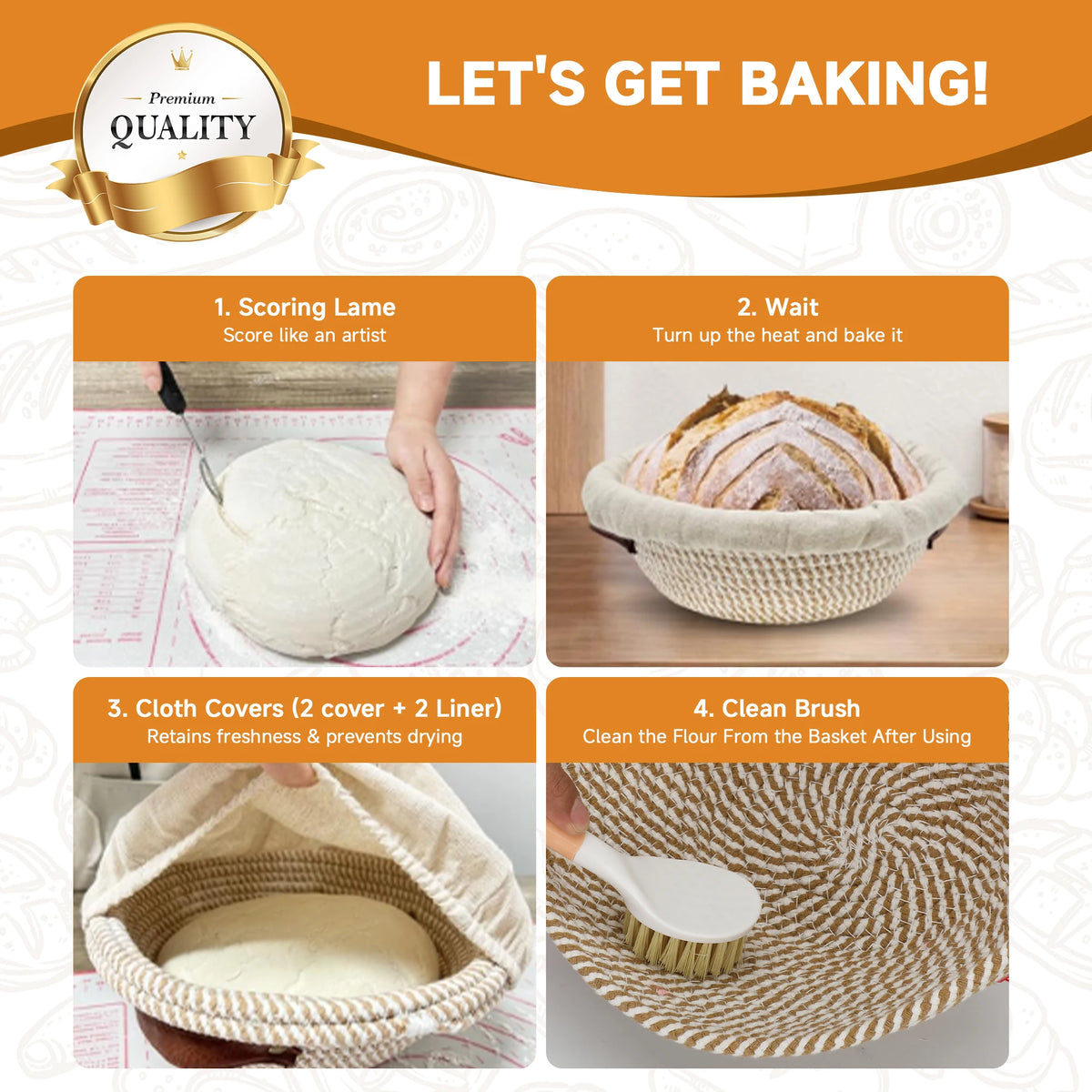 Sourdough Bread Proofing Basket Set With Complete Baking Tools