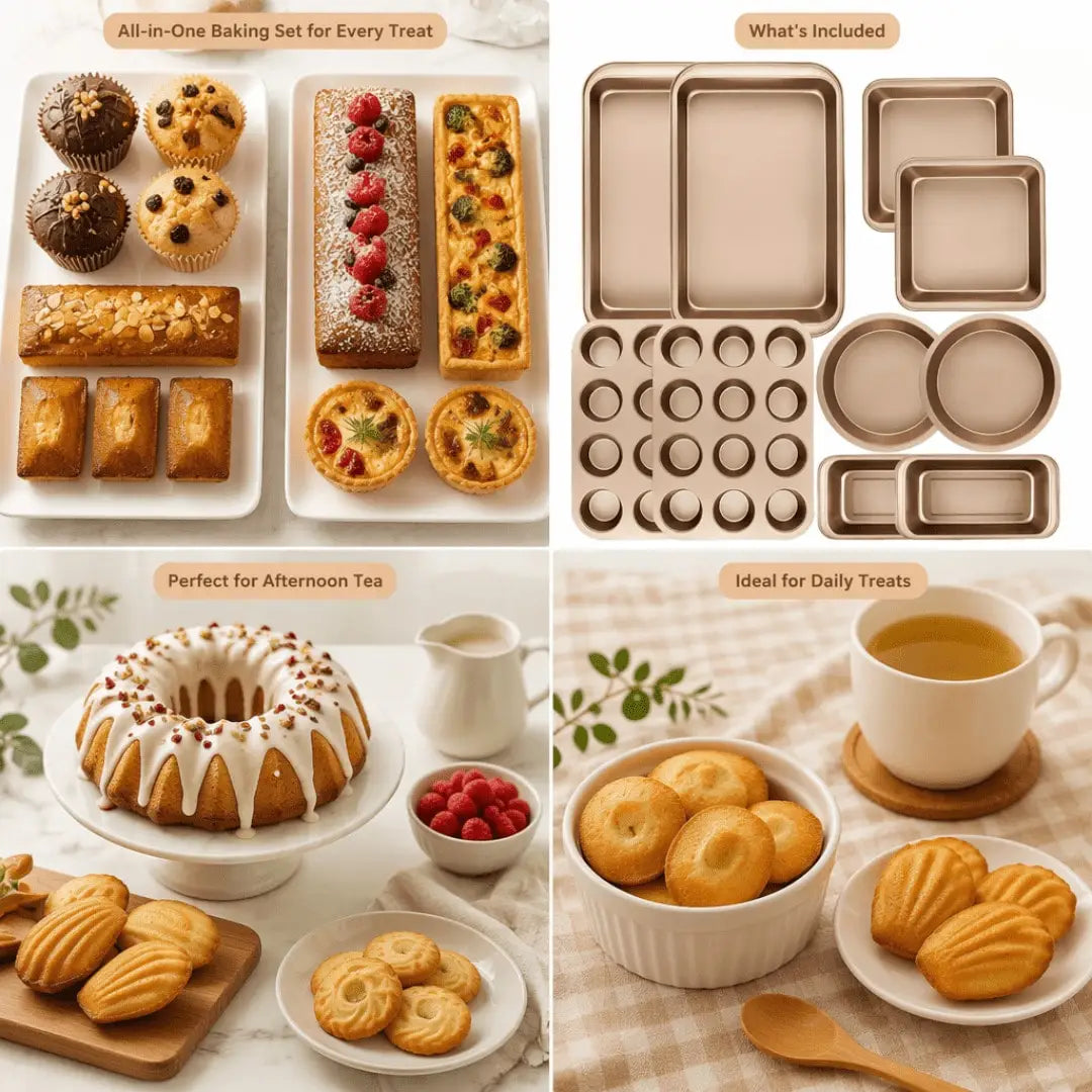 Versatile Nonstick Carbon Steel Baking Pan Set With Cake Pans