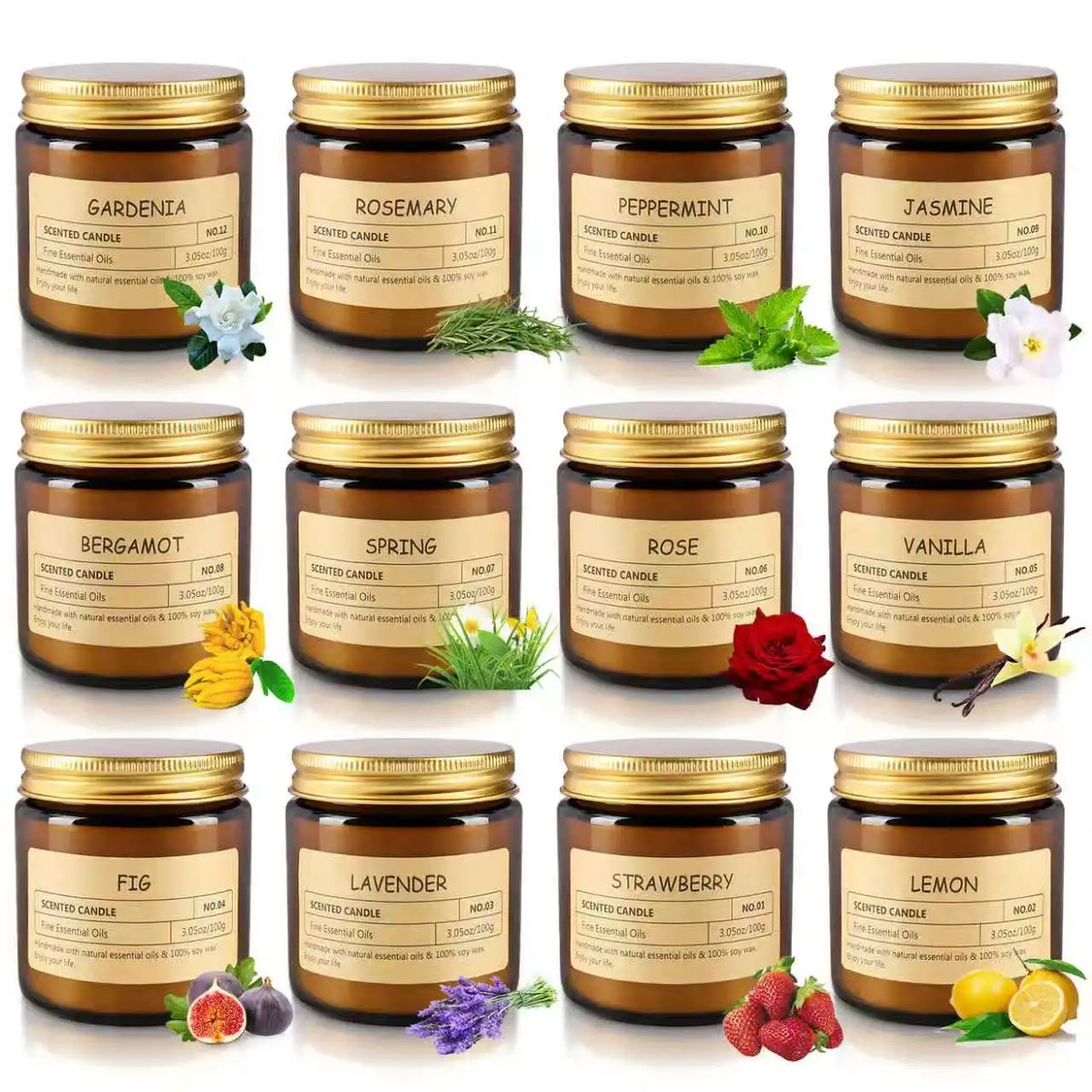 Fclayvts Soy Wax Scented Candle Gift Set With Essential Oils