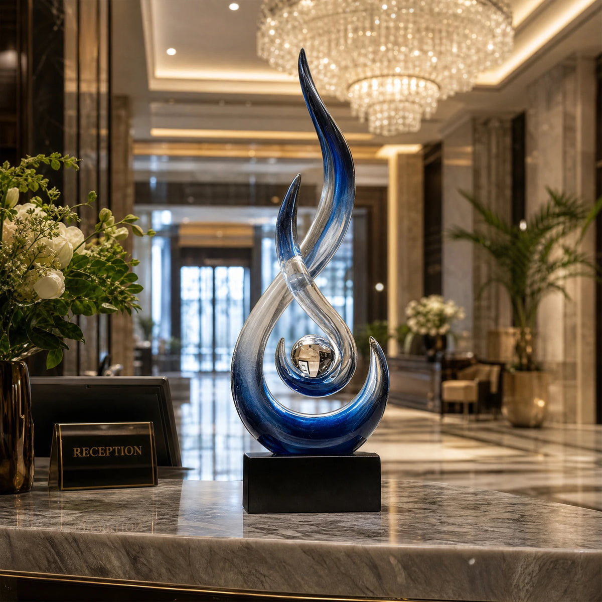 Modern Abstract Resin Flame Sculpture Statue For Contemporary Home Decor