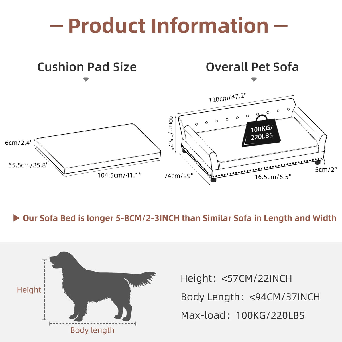 BINGOPAW Waterproof Elevated Dog Sofa Bed With Removable Cushion