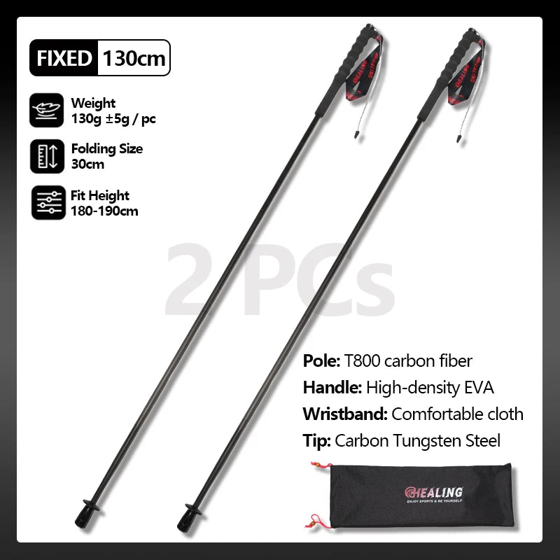OKHEALING Ultralight Carbon Fiber Foldable Trekking Poles for Hiking