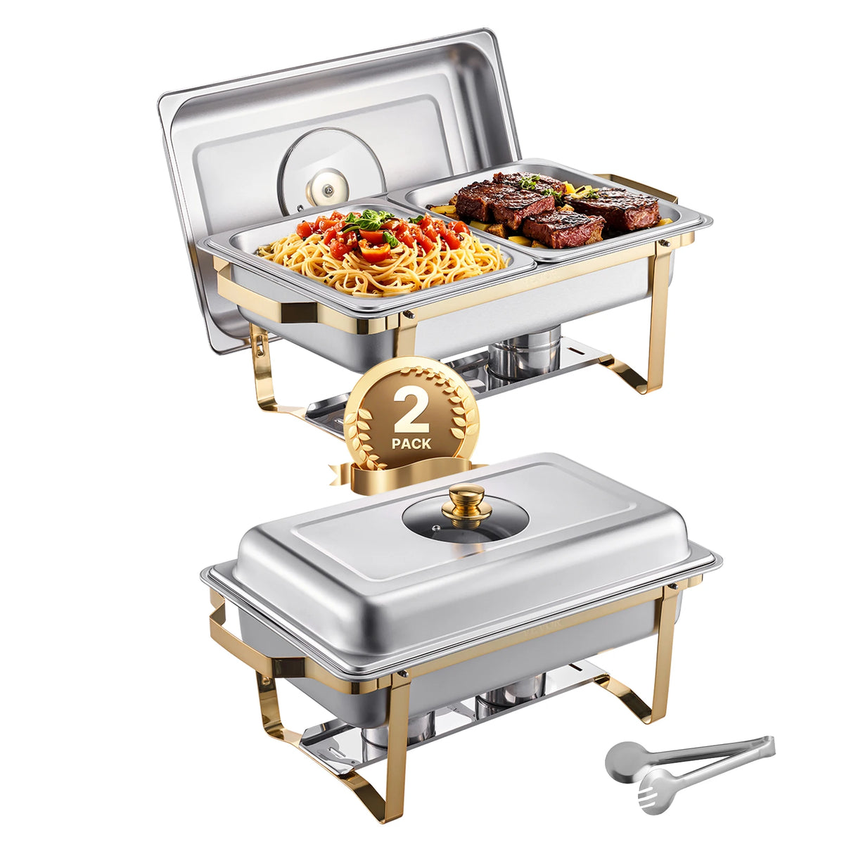 SucceBuy Stainless Steel Chafing Dish Buffet Set With Serving Pans