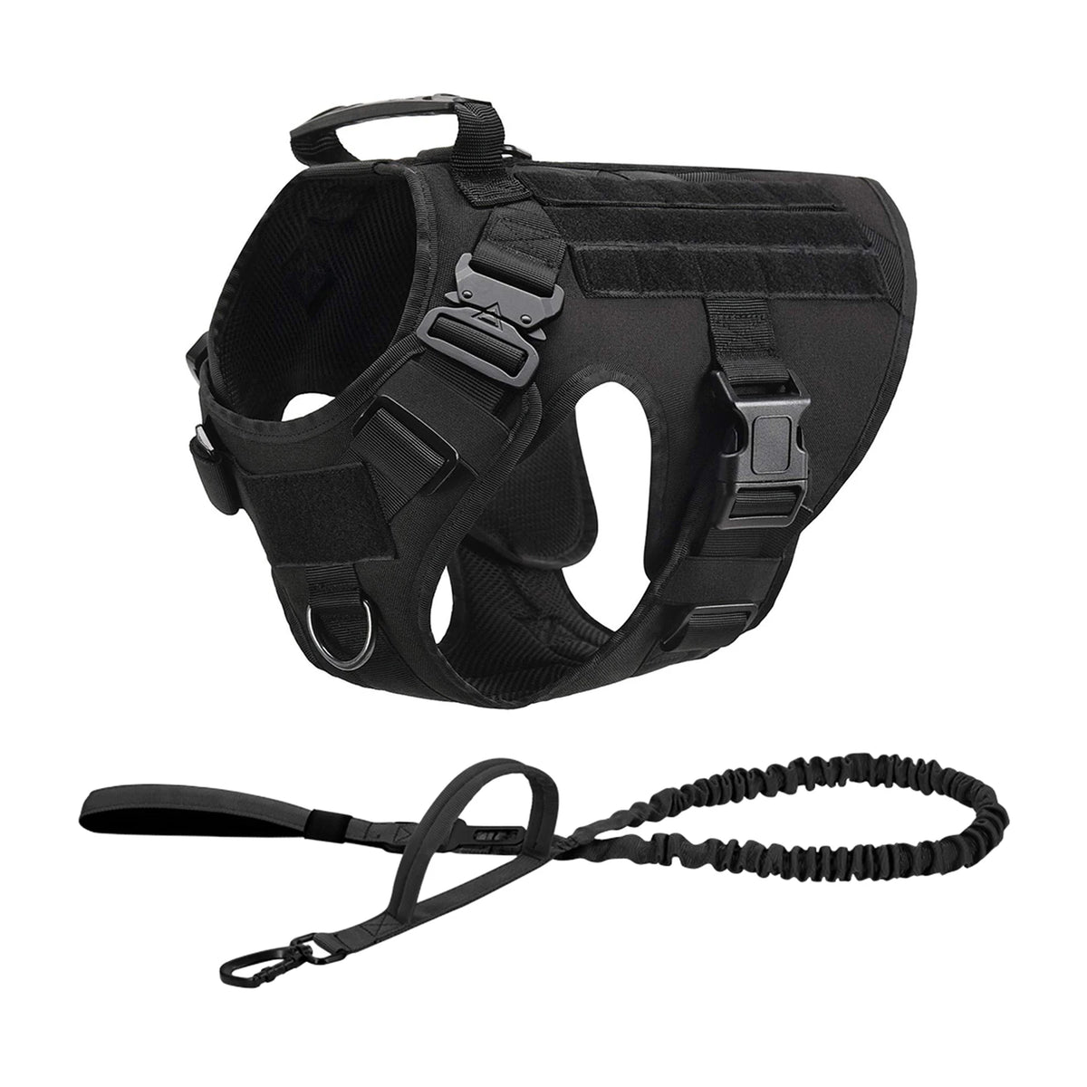PETRAVEL Tactical Dog Harness With Leash And MOLLE Pouches