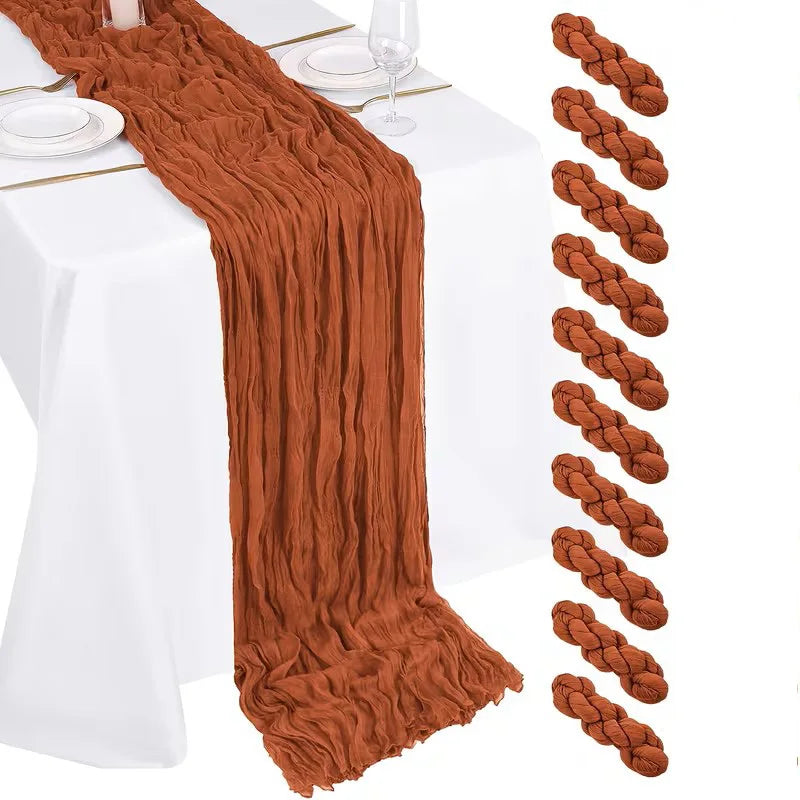 Polyester Cheesecloth Table Runner for Weddings and Holiday Decorations