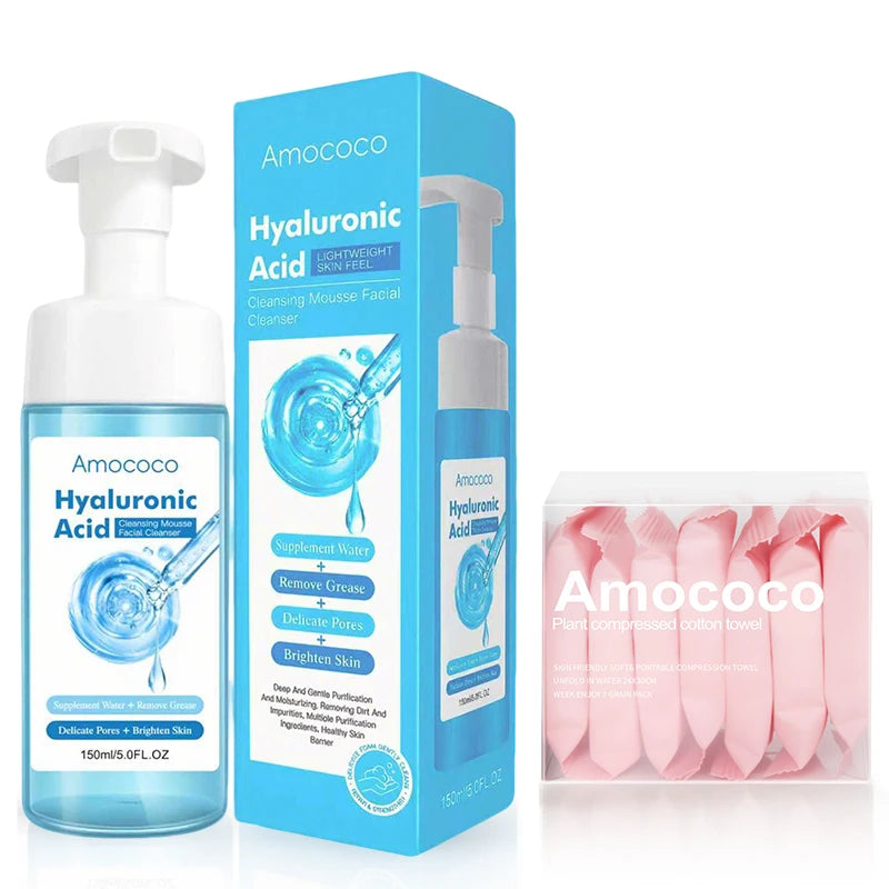 AMOCOCO Facial Cleanser Set With Compressed Towels