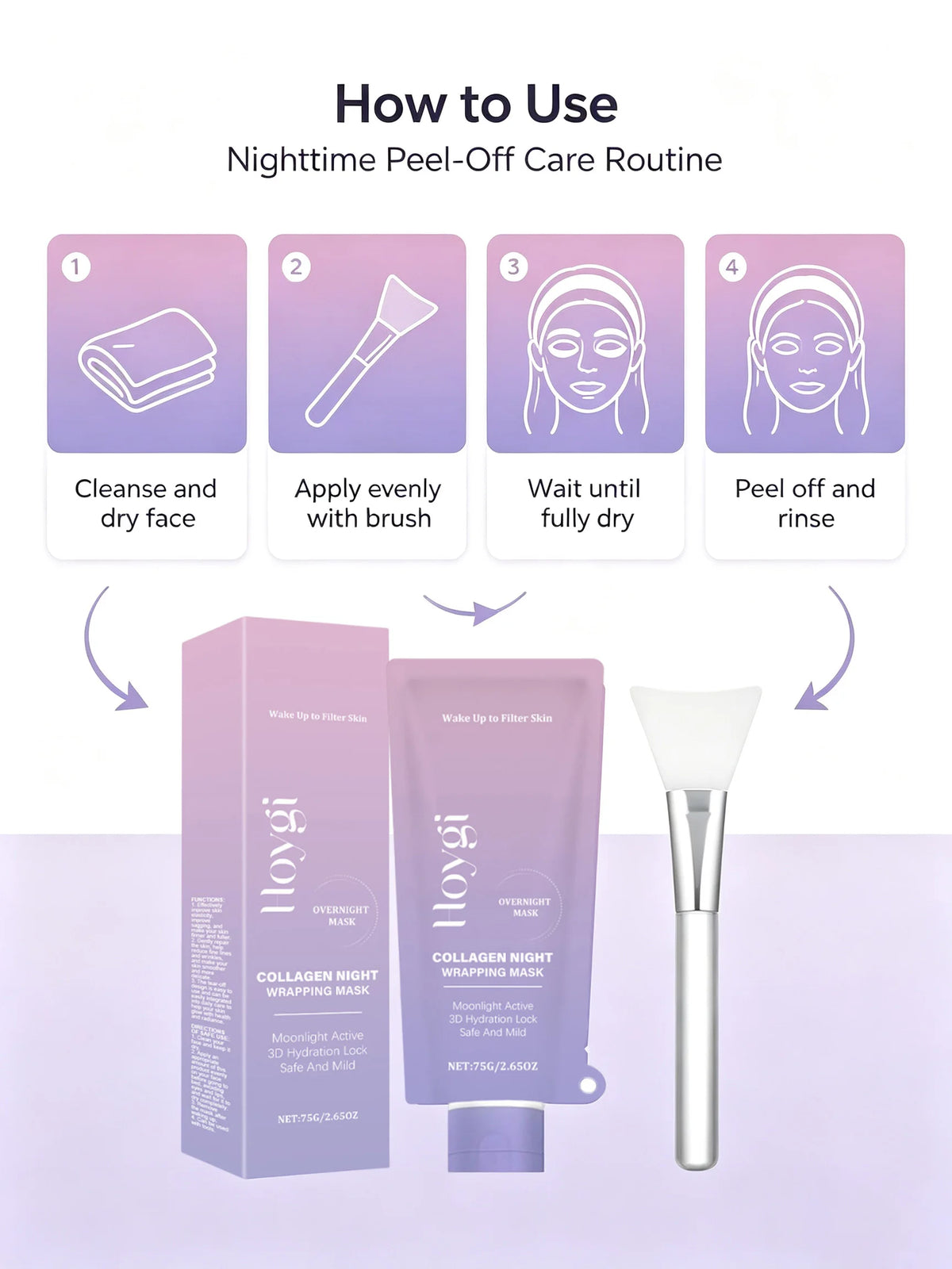 Hoygi Collagen Night Wrapping Mask for Firming and Hydrated Skin