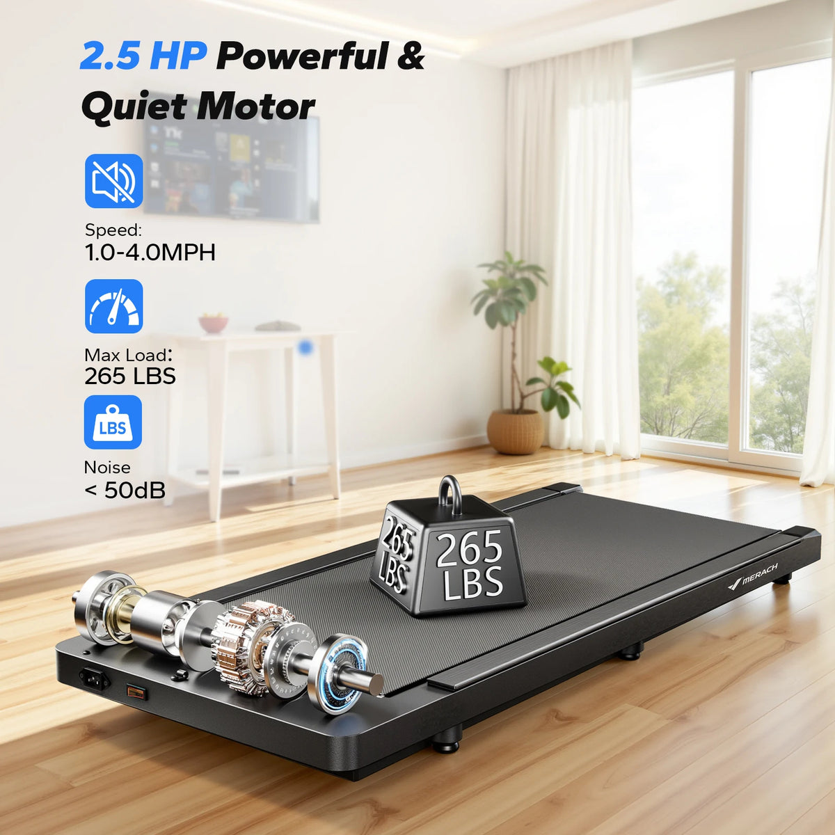MERACH Under Desk Walking Pad Portable Treadmill With Remote Control